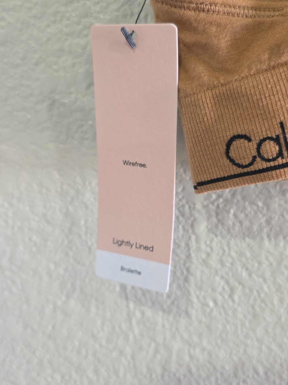Calvin Klein Tan Seamless Racerback Bralette with Logo Band - Picture 3 of 3